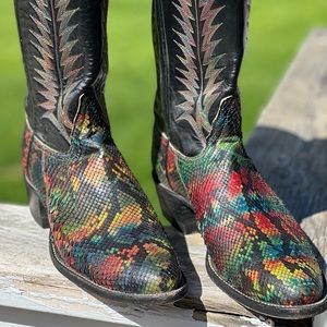 COPY - Rare Wild Tony Lama Gold Label Rainbow 9.5D.